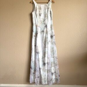 Vintage Women’s Maxi Gown Water Color Inspired Floral Formal Dress Wedding Sz M